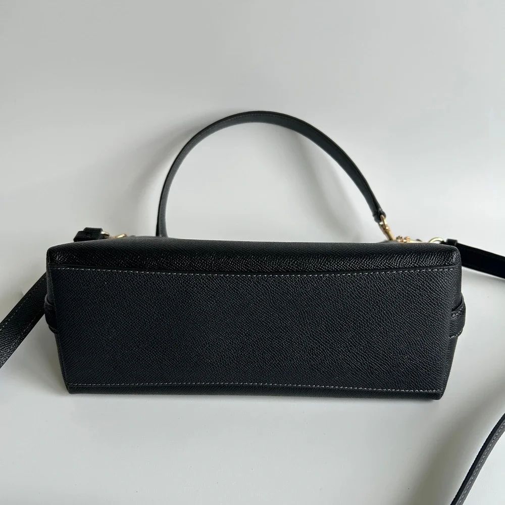 Coach Clara Black Crossgrain Leather Shoulder Bag CE584 NWT